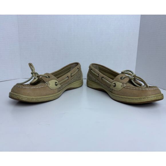 Sperry Top Sider Women Sz 7m Classic Angelfish Boat Shoe Oat Tan Leather 9102047 - Picture 5 of 8